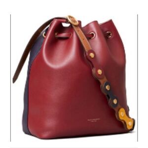 Tory Burch Caroline Multi Color leather hobo toe bag purse blood redmidnite blue